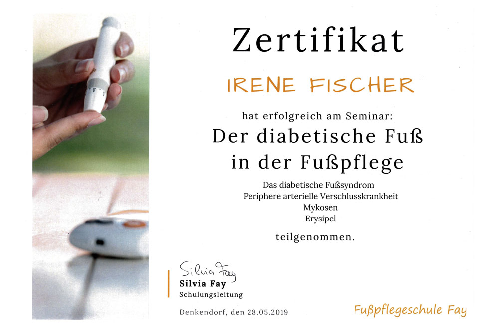Fusspflege Heilbronn - Zertifikat diabetischer Fuß